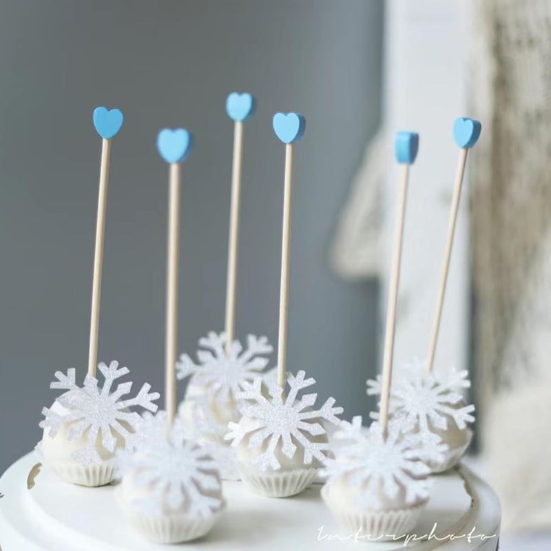 OSSIJAY 100-Piece 6Inch Rock Candy Sticks with Heart-Shaped Wooden Sticks for Lollipop, Coffee, Appetizer Skewers (Blue) - Image 3